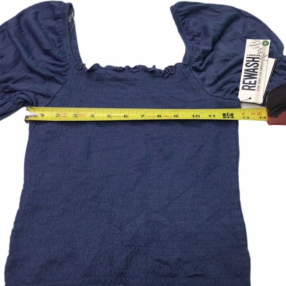 Juniors Womens Crop Top Peasant Boho Solid Blue Long Sleeve Size M Medium NWT - Picture 4 of 9